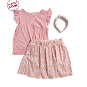 B TWEEN Quartz Pink Girls 2pc Twist Front Top And Skort Set With Headband